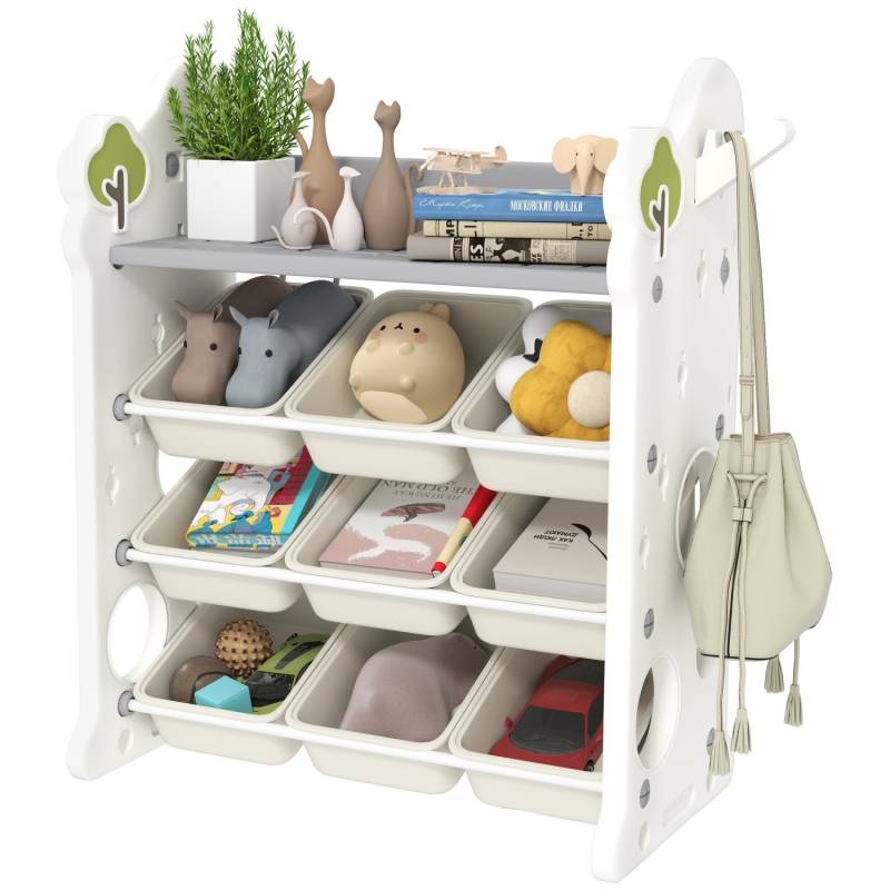 AIYAPLAY Kinderregal Spielzeugregal HDPE Cremeweiß 77L x 42B x 94H cm von AIYAPLAY