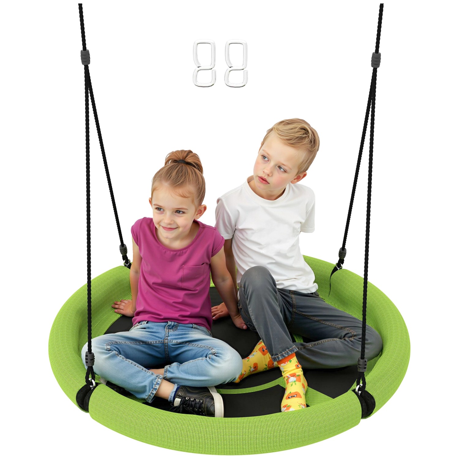 AIYAPLAY Kinderschaukel  Stahl PE Schwarz 98L x 98B x 190H cm von AIYAPLAY