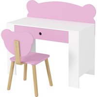 AIYAPLAY Kinderschreibtisch Set mit Tischplatte & Schublade Kinder Schreibtisch und Stuhl mit Bärenform Schülerschreibtisch Kindertisch Jugendschreibtisch für Jungs & Mädchen Rosa   Aosom von AIYAPLAY