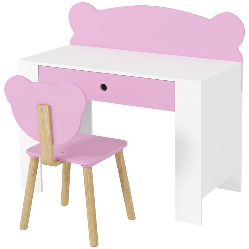 AIYAPLAY Kinderschreibtisch Set mit Tischplatte und Schublade Rosa+Weiß von AIYAPLAY