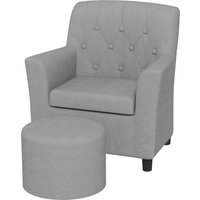 AIYAPLAY Kindersessel mit Fußhocker Kindersofa ab 18 Monaten in Leinentoptik Eukalyptusholz Grau 45 x 43 x 50,5 cm für Kinderzimmer   Aosom.de von AIYAPLAY