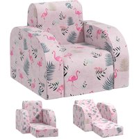AIYAPLAY Kindersessel Klappbar Kindersofa mit Liegefunktion, Flamingo-Muster von AIYAPLAY