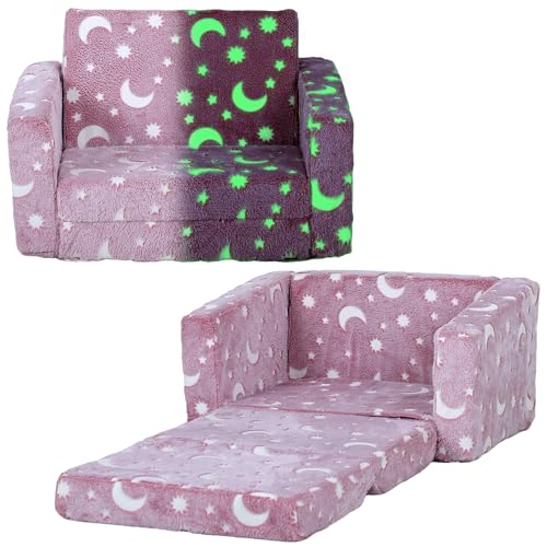 AIYAPLAY Kinder-Sofabett, 2-in-1-Klappbett, Kleinkind-Sessel mit Sternen im Dunkeln, waschbares Kissen und Bezug, umwandelbarer Kinderstuhl zu Liege für 1,5–3 Jahre, 1-Sitzer, Rosa AIYAPLAY Kinder-Sofabett, 2-in-1-Klappbett, Kleinkind-Sessel mit Sternen im Dunkeln, waschbares Kissen und Bezug, umwandelbarer Kinderstuhl zu Liege für 1,5–3 Jahre, 1-Sitzer, Rosa von AIYAPLAY