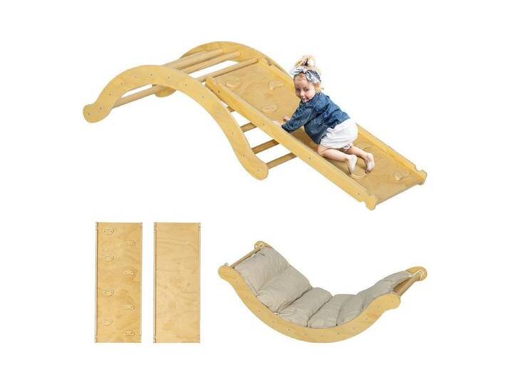 AIYAPLAY Klettergerüst 4 in 1 Set mit Rutsche, aus Holz, (Kletterspielzeug, 4-St., Kletterdreieck zum Rutschen und Klettern), für Kinder 1,5-4 Jahre, Indoor von AIYAPLAY