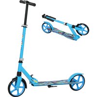 AIYAPLAY Roller Kinder Klappbar Kinderroller mit Verstellbare Lenkerhöhe, 2 Großen Rädern, Hinterer Schutzblechbremse, Tretroller Scooter für Kinder ab 6-12 Jahren Blau   Aosom von AIYAPLAY