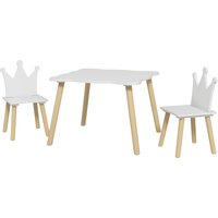 AIYAPLAY Set Tisch und 2 Stühle für Kinder 3-6 Jahre, Gewellter Kindertisch und Stühle mit Krönchen-Rückenlehne, Weiß Aosom AIYAPLAY Set Tisch und 2 Stühle für Kinder 3-6 Jahre, Gewellter Kindertisch und Stühle mit Krönchen-Rückenlehne, Weiß Aosom von AIYAPLAY