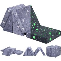 AIYAPLAY Spielsofa Kindersofa aus Schaumstoff mit Liegefunktion, Grau von AIYAPLAY