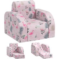 Kindersessel, 2 in 1 Klappbar Kindersofa mit Liegefunktion, Flamingo-Muster, Gepolserter Kinderstuhl für Kinder ab 1,5 Jahre, Kinderzimmer, von AIYAPLAY
