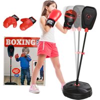 Standboxsack-Set für Kinder, höhenverstellbar, inkl. Boxhandschuhe, Schwarz von AIYAPLAY