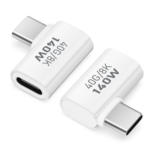 AIYEEN USB-C-Adapter 40 Gbit/s (2 Stück), USB-C-Stecker auf Typ-C-Buchse, rechtwinkliger USB 4.0-Typ-C-Adapter, Datenübertragungsanschluss, kompatibel mit iPhone 15, Samsung, MacBook von AIYEEN