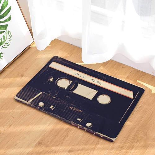 AIYINIY Vintage Kassettenband rutschfeste Fußmatte für den Innenbereich, Teppich Teppiche für Wohnzimmer, saugfähige Eingangsmatte, 50 x 80 cm (G/50 x 80 cm) von AIYINIY