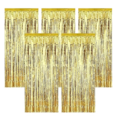 AIYONG 5 Stück Gold Lametta Vorhang Party Hintergrund, Lametta Vorhang Gold Glitzer, Vorhänge Luftschlangen Fransen für Disco Party Geburtstagsdeko Hochzeit Weihnachten Bühnendekor AIYONG 5 Stück Gold Lametta Vorhang Party Hintergrund, Lametta Vorhang Gold Glitzer, Vorhänge Luftschlangen Fransen für Disco Party Geburtstagsdeko Hochzeit Weihnachten Bühnendekor von AIYONG