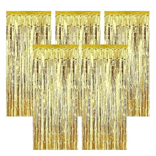 AIYONG Lametta Vorhänge,5 Stück 3 ft x 6,6 ft Mehrfarbig Lametta Vorhänge Bunt Folien Fransen Hintergrund Dekoration für Partydekor Geburtstags Weihnachten Karneval deko Faschingsdeko von AIYONG