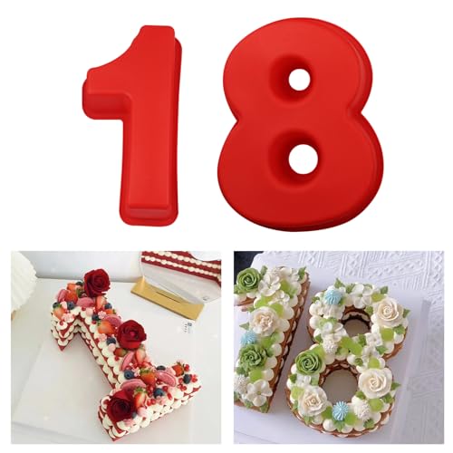 AIYONG Große Zahlenbackform, Silikon 18 Geburtstag Kuchenform, HitzebestäNdige Backen Geburtstag Jubiläum Geburtstagstorte, Rot Kuchen Silikonbackform für Hochzeit Jahrestag DIY Kuchen Brot Mousse AIYONG Große Zahlenbackform, Silikon 18 Geburtstag Kuchenform, HitzebestäNdige Backen Geburtstag Jubiläum Geburtstagstorte, Rot Kuchen Silikonbackform für Hochzeit Jahrestag DIY Kuchen Brot Mousse von AIYONG