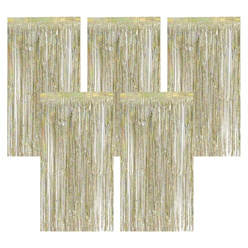 AIYONG 5 Stück Champagner Gold Lametta Vorhang, Glitzervorhang Folien Fransen Hintergrund, Vorhänge Luftschlangen Fransen für Party Deko Geburtstagsdeko Hochzeit Weihnachten Bühnendekor AIYONG 5 Stück Champagner Gold Lametta Vorhang, Glitzervorhang Folien Fransen Hintergrund, Vorhänge Luftschlangen Fransen für Party Deko Geburtstagsdeko Hochzeit Weihnachten Bühnendekor von AIYONG