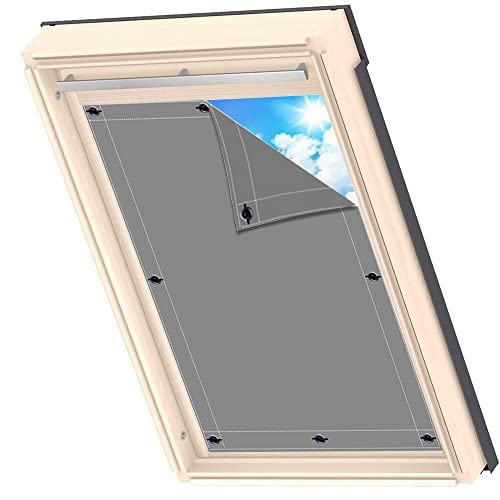 AIYOUVM Dachfenster Sonnenschutz Zimmer bleibt kühler, Rollos für Dachfenster Ohne Bohren Rollo mit Saugnapf für Windows Velux Roto Solarschutz Wärmereduzierung 76x140cm von AIYOUVM