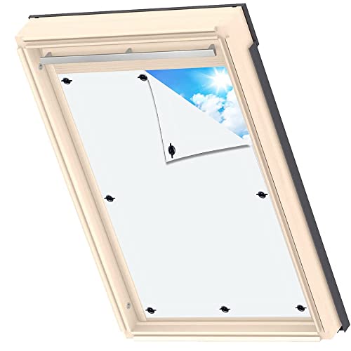 Dachfenster Sonnenschutz Anti UV, Wärmedämmung, Thermo Sonnenschutz für Dachfenster Verdunkelungsrollo ohne Bohren für Velux Oberlichter 38x80cm von AIYOUVM