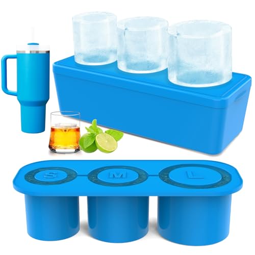 Eiswürfelform Silikon für Stanley Cup, Wiederverwendbare Eiswürfelbehälter mit Deckel und Behälter, drei Größen von Eiswürfelform BPA-frei für 40 oz Tumbler Becher, Cocktails Saft, Whiskey von AIYULONG