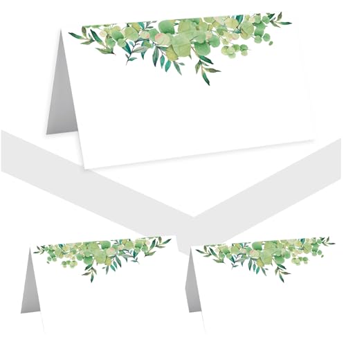 Tischkarten Geburtstag, 50 Stück Tischkarten Hochzeit Vintage, Tischkarten Eukalyptus, Tischkarten Konfirmation, Platzkarten Geburtstag, Namenskarten Tisch, Platzkarten Hochzeit Blanko (Grüner) von AIZHAZHA