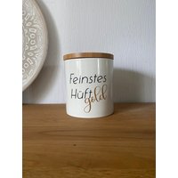 Vorratsdose Mit Bambusdeckel, Vorratsglas, Porzellan, Srpüche Vorratsdose Mit Bambusdeckel, Vorratsglas, Porzellan, Srpüche von AIngefaedelT