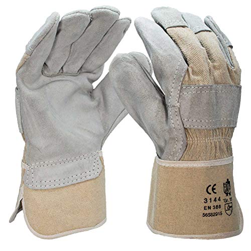 5 Paar Arbeitshandschuhe Leder Herren Damen robuste Lederhandschuhe Montage Schutzhandschuhe EN 388 Handschuhe Gartenhandschuhe Montagehandschuhe Rindkernspaltleder Gr. 10 (5) von AJA JUNGFLEISCH seit 1919