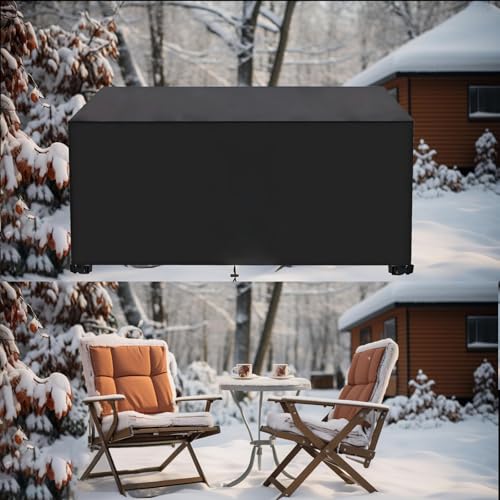 AJALGZ Abdeckung für Gartenmöbel Winterfest 125x80x60cm/LxWxH Schwarz 420D Oxford Gewebe Abdeckplane Gartenmöbel Schutzhülle für Terrassenmöbel Abdeckung Gartentisch Wasserdicht Winddicht Anti-UV von AJALGZ