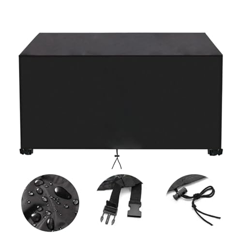 AJALGZ Abdeckung für Gartenmöbel Winterfest 360x120x75cm/LxWxH Schwarz 420D Oxford Gewebe Abdeckplane Gartenmöbel Schutzhülle für Terrassenmöbel Abdeckung Gartentisch Wasserdicht Winddicht Anti-UV von AJALGZ