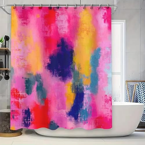 AJALGZ Bunter Duschvorhang mit Regenbogen-Wellenmuster, dekorativer Badewannenaufsatz für die Badezimmerdekoration zu Hause (185 x 240 cm/Badevorhang) von AJALGZ