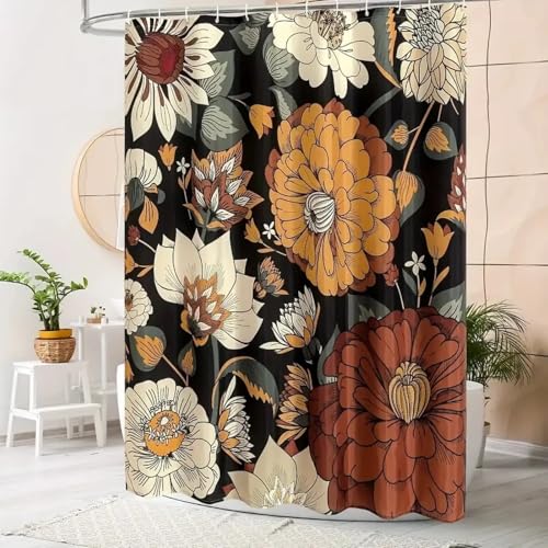 AJALGZ Colorful Boho Floral Shower Curtain with Tropical Leaves Modern Bathroom Decor Fabric Shower Curtain Bathtub Partition 200x210cm(WxL) -210cm-Length von AJALGZ