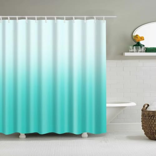 AJALGZ Duschvorhänge im nordischen Stil mit Farbverlauf in Blau, wasserfester Badezimmervorhang aus Polyester, modernes Dekor (70 x 255 cm/Badezimmerdekor) von AJALGZ