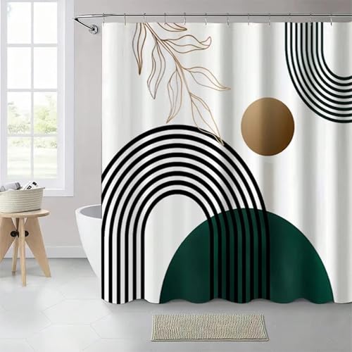 AJALGZ Duschvorhang aus Polyester mit goldenem Ringmuster, Plane, Badezimmer-Trennvorhang, Boho-Duschvorhänge, 100 x 170 cm (B x L), 170 cm Länge von AJALGZ
