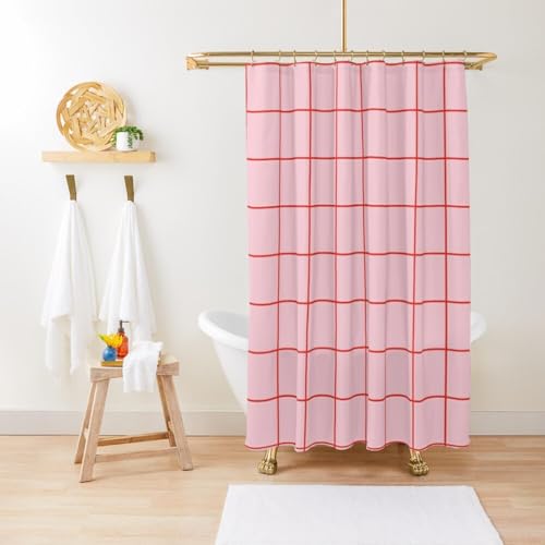 AJALGZ Duschvorhang mit Gittermuster in Rosa und Rot, niedliche Duschvorhänge für Badezimmer, Duschvorhang-Set für Kinder, B x L: 198,12 x 152,4 cm – Duschvorhang AJALGZ Duschvorhang mit Gittermuster in Rosa und Rot, niedliche Duschvorhänge für Badezimmer, Duschvorhang-Set für Kinder, B x L: 198,12 x 152,4 cm – Duschvorhang von AJALGZ