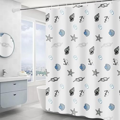 AJALGZ Einfacher Muschel-Duschvorhang, wasserdichter Vorhang für Badezimmer, Sichtschutz, Toilettendekorvorhang (140 x 215 cm/Badewannenvorhang) von AJALGZ