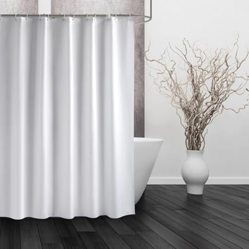 AJALGZ Einfarbiger Duschvorhang, weiß, wasserdicht, waschbar, Badezimmerdekor, Badewannenabtrennung mit Haken (115 x 245 cm/Badezimmer-Duschvorhang) von AJALGZ
