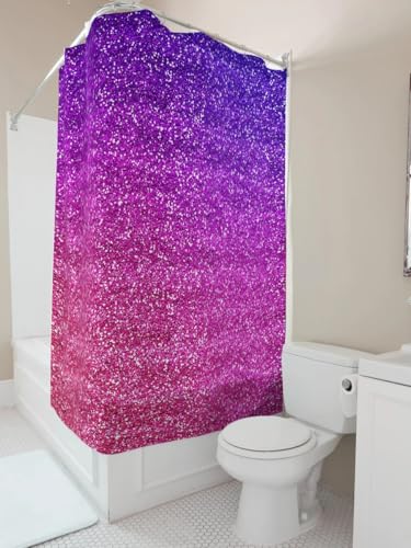 AJALGZ Funkelnder Regenbogen-Duschvorhang mit rosa-lila Farbverlauf, dekorativer Badewannen-Badevorhang für das Badezimmer (170 x 145 cm/Duschvorhang mit Haken) von AJALGZ