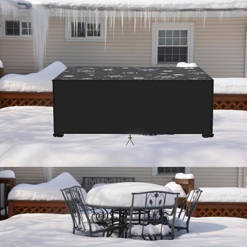 AJALGZ Garden Furniture Covers 280x130x90cm/LxWxH 420D Oxford Anti-UV Winterfest Gartentische Schutzhülle für Balkonmöbel Möbelsets Lounge Rechteckig Abdeckung Gartenmöbel Wasserdicht - Schwarz von AJALGZ