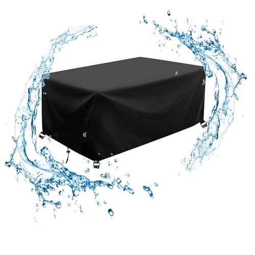 AJALGZ Gartenmöbel Abdeckung Wasserdicht 140x80x75cm/LxBxH 420D Oxford Schutzhülle Anti-UV Abdeckplane für Gartentische Terrassenmöbe Winterfest Outdoor Gartenmöbel Abdeckhaube-Schwarz von AJALGZ