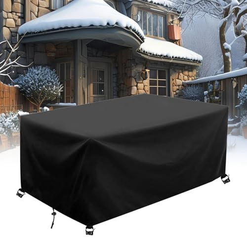 AJALGZ Gartenmöbel Abdeckung Winterfest 210x170x40cm/LxBxH Terrassenmöbel Abdeckung für Gartenmöbel Schutzhülle für Gartentisch Gewebe Schwarz Abdeckplane Gartenmöbel Schutzhülle Wasserdicht von AJALGZ