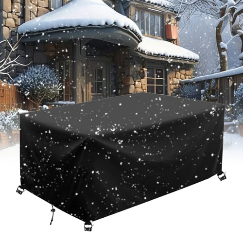 AJALGZ Gartenmöbel Abdeckung Winterfest 270x210x85cm/LxBxH Terrassenmöbel Abdeckung für Gartenmöbel Schutzhülle für Gartentisch Gewebe Schwarz Abdeckplane Gartenmöbel Schutzhülle Wasserdicht von AJALGZ