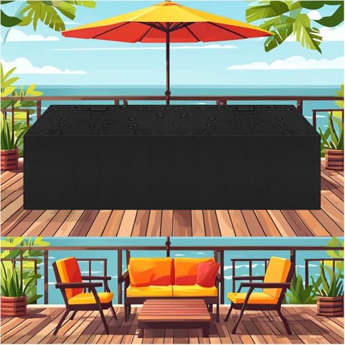AJALGZ Gartentisch Abdeckung wasserdichte Gartenmöbel Abdeckungen, 200x200x60cm/LxWxH Outdoor Lounge Abdeckplane, Anti-UV 420D Oxford Schutzhülle Gartenmöbel Winterfest Abdeckhauben für Möbelsets von AJALGZ