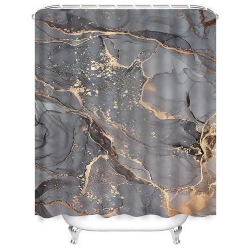 AJALGZ Grauer Marmor-Duschvorhang, Badezimmer-Trennwand, dekorativer Vorhang, waschbarer Druck, Sichtschutzvorhang für Fenster (100 x 200 cm/Duschvorhang aus Stoff) von AJALGZ