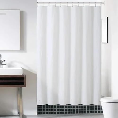 AJALGZ Reinweiße Duschvorhänge, wasserdichter Badvorhang, einfarbig, Polyestergewebe, Badtrennwand, Badezimmervorhang, 100 x 210 cm (B x L), 210 cm Länge von AJALGZ