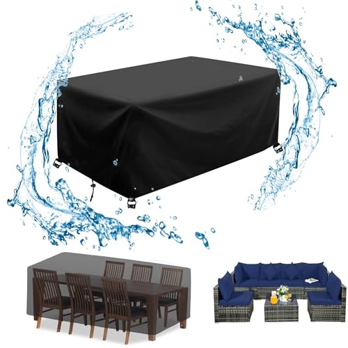 AJALGZ Schutzhülle Gartenmöbel Winterfest Gartenmöbel Abdeckung 205x75x80cm/LxWxH Abdeckplane Gartenmöbel Abdeckung Gartenmöbel Schutzhülle Gartenmöbel für Sitzgruppe Gartentische Abdeckung Schwarz von AJALGZ