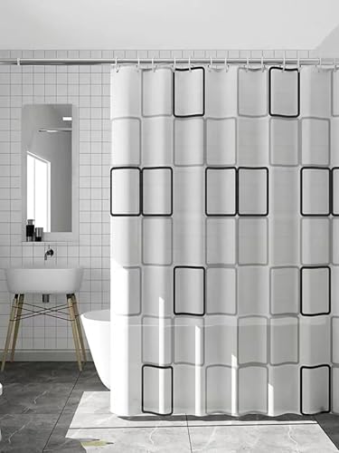 AJALGZ Schwarz-weißer Duschvorhang, Badezimmer-Trennvorhang, wasserdicht, Trocken-/Feuchtraum-Abschirmung, 95 x 240 cm (B x L), 240 cm Länge von AJALGZ