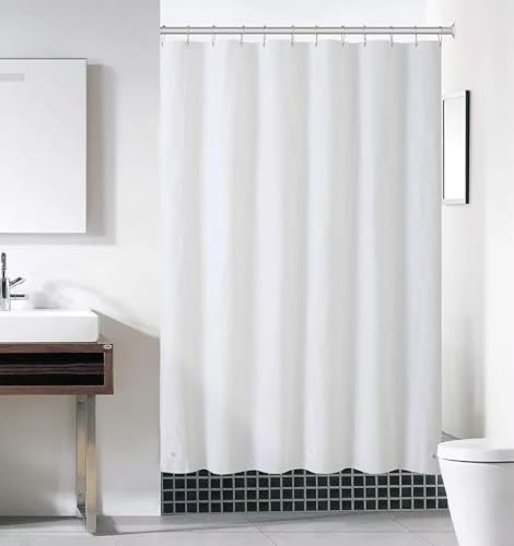 AJALGZ Solider Duschvorhang aus weißem Stoff, wasserdicht, für Badezimmer, Lange Duschkabinengröße, Badewannenabtrennung (140 x 170 cm/Duschvorhang aus Stoff) von AJALGZ