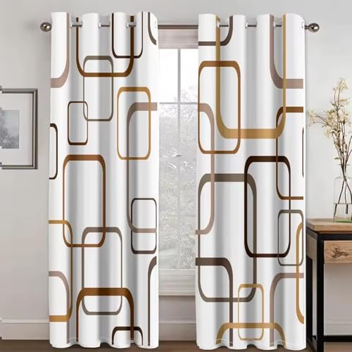 Abstract Geometric Design Modern Simplicity Light Filtering Drapes Window Curtains for Living Room Bedroom H200xB170cm(2erPack) Bedruckte-Blickdichte-Vorhänge von AJALGZ