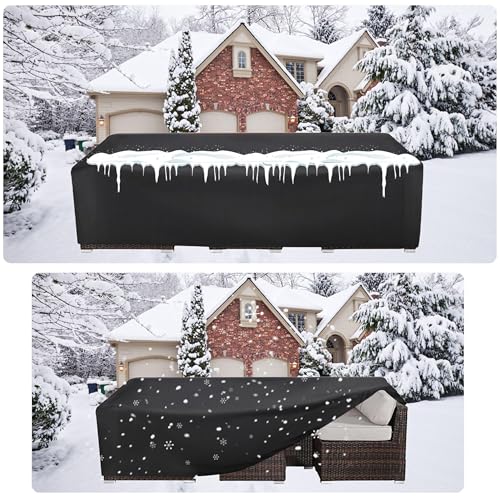 Rechteckig Gartenmöbel Abdeckung Wasserdicht, Winterfest Schwerlast 420D Oxford Outdoor Abdeckhaube für Möbelsets, Outdoor Möbel Sets Abdeckung Winddicht, Patio Set Abdeckung - 100x95x55cm/LxBxH von AJALGZ
