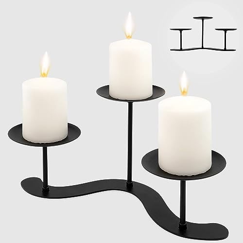 Kerzenhalter aus Eisen: Schwarzer Kerzenhalter aus Metall – Kerzenhalter Mittelstück Kandelaber für Stumpenkerzen von AJART