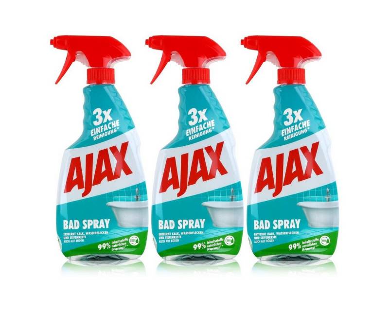 AJAX Ajax Bad Spray Badreiniger 500ml - Entfernt Kalk & Seifenreste (3er Pa Badreiniger von AJAX