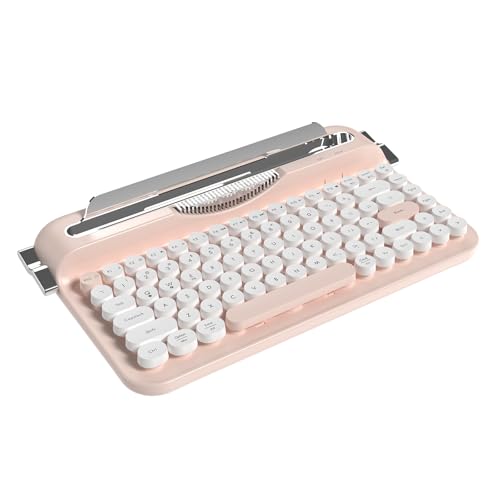 AJAZZ AF84 Kabellose Schreibmaschinentastatur, Süßes Retro-Design mit Integriertem Ständer, Runde Retro-Tastenkappen, 2,4GHz Kabellos/Bluetooth für Tablet/PC/Mac (Rosa) AJAZZ AF84 Kabellose Schreibmaschinentastatur, Süßes Retro-Design mit Integriertem Ständer, Runde Retro-Tastenkappen, 2,4GHz Kabellos/Bluetooth für Tablet/PC/Mac (Rosa) von AJAZZ